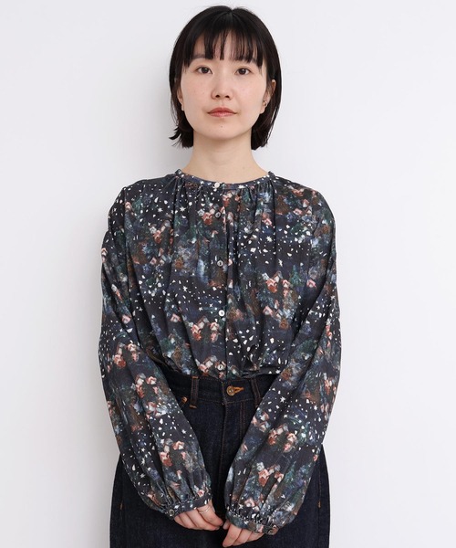 l'atelier du savon（アトリエドサボン）の「星くずと冬の街　シャツコールプリントブラウス（シャツ/ブラウス・レディース・ネイビー/ベージュ・FREE）」の14枚目の写真
