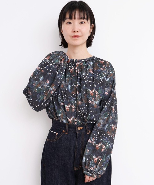 l'atelier du savon（アトリエドサボン）の「星くずと冬の街　シャツコールプリントブラウス（シャツ/ブラウス・レディース・ネイビー/ベージュ・FREE）」の16枚目の写真