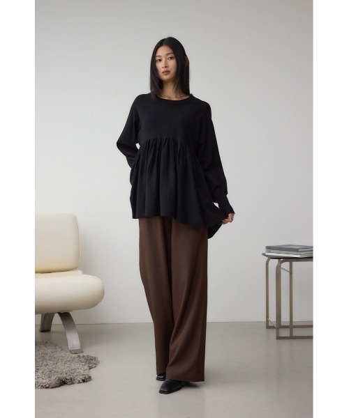 AZUL by moussy（アズールバイマウジー）の「ペプラムデザインニットトップス（ニット/セーター・レディース・ブラック/ブラウン/レッド・FREE）」の6枚目の写真