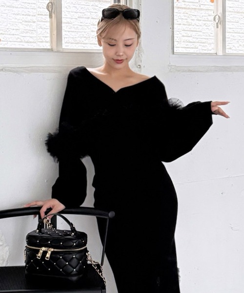 ROYAL PARTY(ロイヤルパーティー)の「many way チュールフリルVネックカーディガン(カーディガン/ボレロ・レディース・ブラック/グレー/ベージュ・FREE)」の2枚目の写真