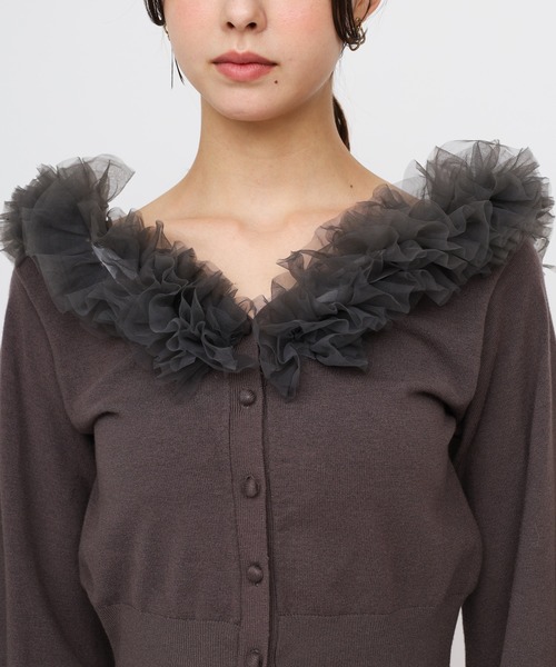 ROYAL PARTY(ロイヤルパーティー)の「many way チュールフリルVネックカーディガン(カーディガン/ボレロ・レディース・ブラック/グレー/ベージュ・FREE)」の14枚目の写真