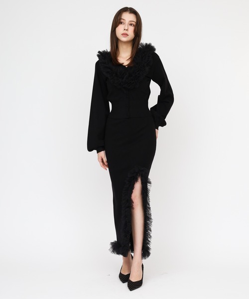 ROYAL PARTY(ロイヤルパーティー)の「many way チュールフリルVネックカーディガン(カーディガン/ボレロ・レディース・ブラック/グレー/ベージュ・FREE)」の11枚目の写真