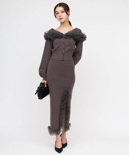 ROYAL PARTY(ロイヤルパーティー)の「many way チュールフリルVネックカーディガン(カーディガン/ボレロ・レディース・ブラック/グレー/ベージュ・FREE)」の16枚目の写真