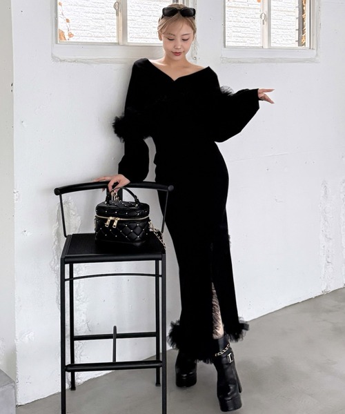 ROYAL PARTY(ロイヤルパーティー)の「many way チュールフリルVネックカーディガン(カーディガン/ボレロ・レディース・ブラック/グレー/ベージュ・FREE)」の8枚目の写真