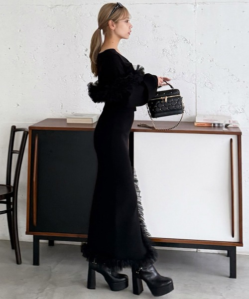 ROYAL PARTY(ロイヤルパーティー)の「many way チュールフリルVネックカーディガン(カーディガン/ボレロ・レディース・ブラック/グレー/ベージュ・FREE)」の12枚目の写真