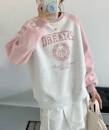 カレッジロゴ プリント ラグラン トレーナー