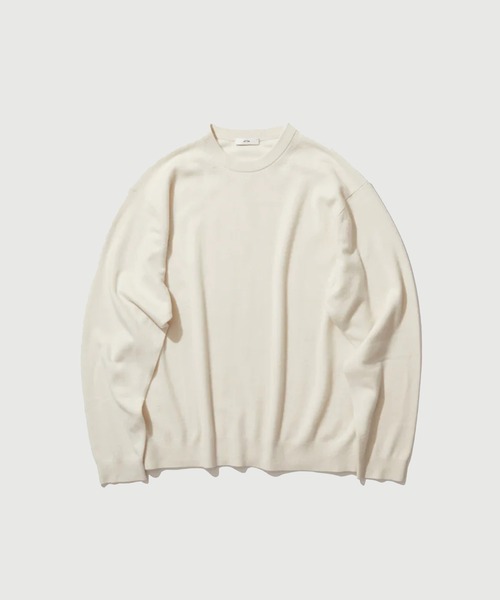 ATON(エイトン)の「【ATON / エイトン】BABY CASHEMRE CREWNECK SWEATER(ニット/セーター・メンズ・オフホワイト/ブラック・4/6)」の2枚目の写真