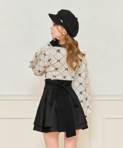 apresjour 【8周年記念アイテム】クロス紐付きフロントリボンニット