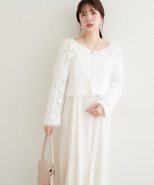 natural couture（ナチュラルクチュール）の「【mizu】ロンバス柄ファンシーニット（ニット/セーター・レディース・オフホワイト/ピンク/モカ・FREE）」の16枚目の写真