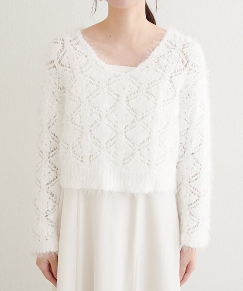 natural couture（ナチュラルクチュール）の「【mizu】ロンバス柄ファンシーニット（ニット/セーター・レディース・オフホワイト/ピンク/モカ・FREE）」の19枚目の写真