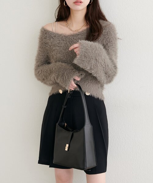 natural couture（ナチュラルクチュール）の「【mizu】ロンバス柄ファンシーニット（ニット/セーター・レディース・オフホワイト/ピンク/モカ・FREE）」の5枚目の写真