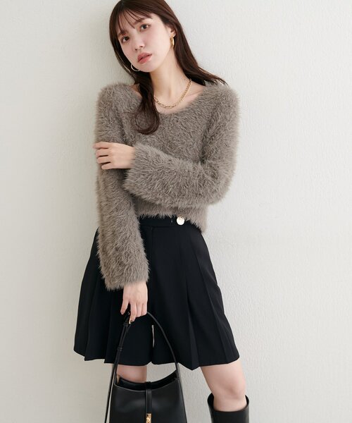 natural couture（ナチュラルクチュール）の「【mizu】ロンバス柄ファンシーニット（ニット/セーター・レディース・オフホワイト/ピンク/モカ・FREE）」の6枚目の写真