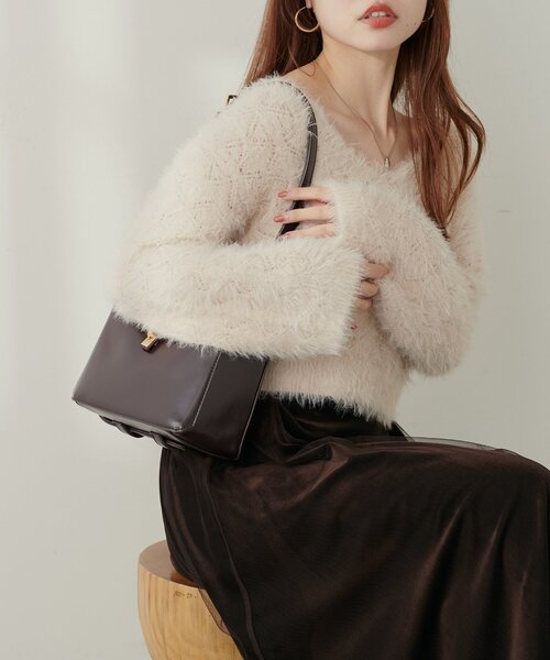 natural couture（ナチュラルクチュール）の「【mizu】ロンバス柄ファンシーニット（ニット/セーター・レディース・オフホワイト/ピンク/モカ・FREE）」の9枚目の写真