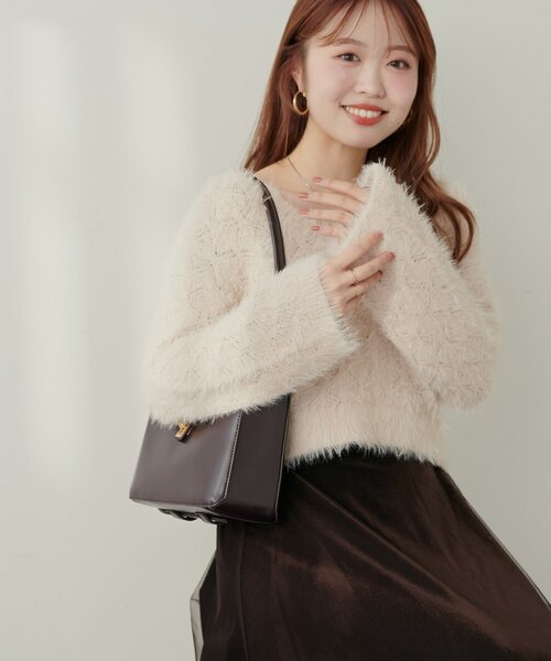 natural couture（ナチュラルクチュール）の「【mizu】ロンバス柄ファンシーニット（ニット/セーター・レディース・オフホワイト/ピンク/モカ・FREE）」の10枚目の写真