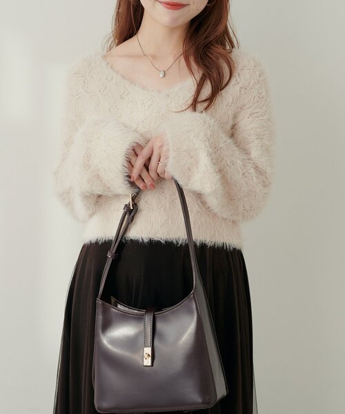 natural couture（ナチュラルクチュール）の「【mizu】ロンバス柄ファンシーニット（ニット/セーター・レディース・オフホワイト/ピンク/モカ・FREE）」の11枚目の写真