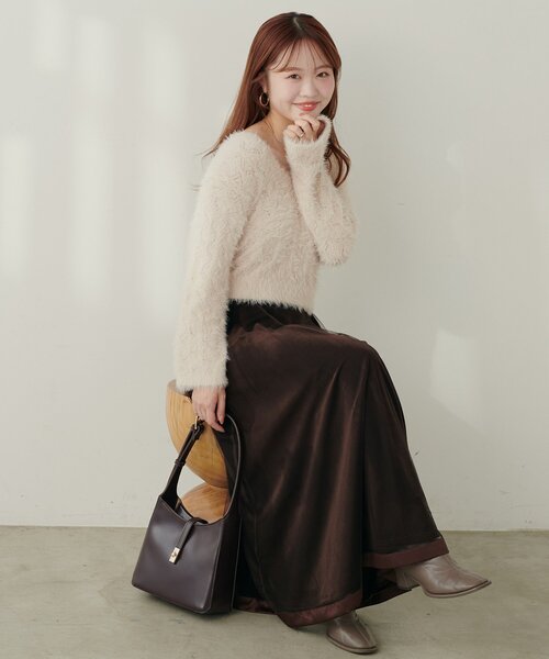 natural couture（ナチュラルクチュール）の「【mizu】ロンバス柄ファンシーニット（ニット/セーター・レディース・オフホワイト/ピンク/モカ・FREE）」の13枚目の写真