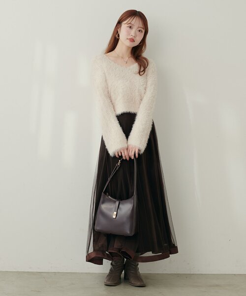 natural couture（ナチュラルクチュール）の「【mizu】ロンバス柄ファンシーニット（ニット/セーター・レディース・オフホワイト/ピンク/モカ・FREE）」の14枚目の写真