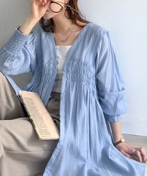 classicalelf（クラシカルエルフ）の「柔らかく纏う、大人の甘さを。シアーワッシャー前後2WAYウエストシャーリングチュニック（シャツ/ブラウス）」