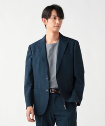 BEAMS HEART（ビームスハート）の「デニムプリント シアサッカー 2ボタン ジャケット（セットアップ対応）【ストレッチ】（テーラードジャケット）」