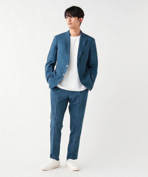 BEAMS HEART(ビームスハート)の「【7/2値下げ】デニムプリント シアサッカー 2ボタン ジャケット(セットアップ対応・ストレッチ)(テーラードジャケット・メンズ・インディゴブルー/ブルー・SMALL/MEDIUM/LARGE/X-LARGE)」の3枚目の写真
