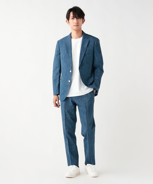 BEAMS HEART(ビームスハート)の「【7/2値下げ】デニムプリント シアサッカー 2ボタン ジャケット(セットアップ対応・ストレッチ)(テーラードジャケット・メンズ・インディゴブルー/ブルー・SMALL/MEDIUM/LARGE/X-LARGE)」の4枚目の写真