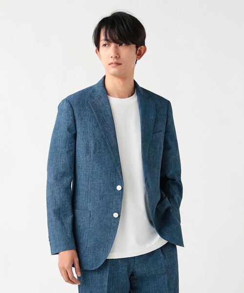 BEAMS HEART(ビームスハート)の「【7/2値下げ】デニムプリント シアサッカー 2ボタン ジャケット(セットアップ対応・ストレッチ)(テーラードジャケット・メンズ・インディゴブルー/ブルー・SMALL/MEDIUM/LARGE/X-LARGE)」の5枚目の写真