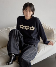 UNE MANSION | 【UNE ORIGINAL】ふわふわラブリーフラワーベーシックシルエットニット(ニット/セーター)