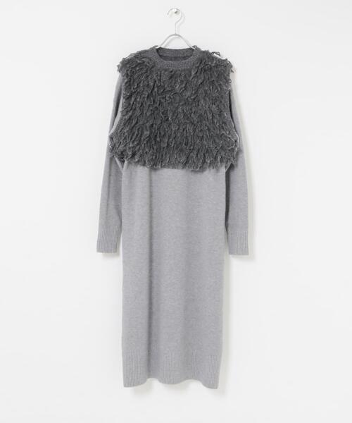 ITEMS URBANRESEARCH（アイテムズ アーバンリサーチ）の「ループニットベストセットワンピース（ワンピース・レディース・グレー/イエロー系その他/ブラウン・FREE）」の9枚目の写真