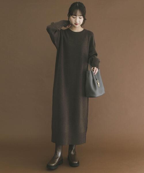 ITEMS URBANRESEARCH（アイテムズ アーバンリサーチ）の「ループニットベストセットワンピース（ワンピース・レディース・グレー/イエロー系その他/ブラウン・FREE）」の20枚目の写真