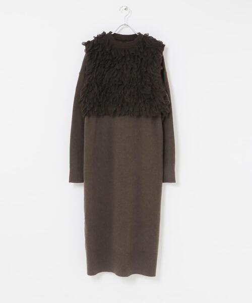 ITEMS URBANRESEARCH（アイテムズ アーバンリサーチ）の「ループニットベストセットワンピース（ワンピース・レディース・グレー/イエロー系その他/ブラウン・FREE）」の22枚目の写真