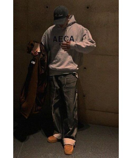 AECA（エイカ）の「BIG LOGO PULLOVER HOODIE-LIGHT GREY/NAVY（パーカー・レディース・その他・LARGE/SMALL/MEDIUM/X-LARGE）」の6枚目の写真