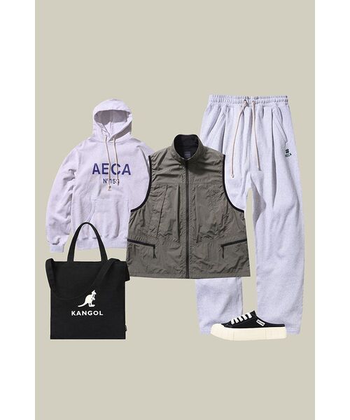 AECA（エイカ）の「BIG LOGO PULLOVER HOODIE-LIGHT GREY/NAVY（パーカー・レディース・その他・LARGE/SMALL/MEDIUM/X-LARGE）」の3枚目の写真