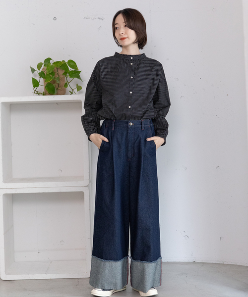 POU DOU DOU(プードゥドゥ)の「裾ロールアップデザインデニムパンツ(デニムパンツ・レディース・パープル系/インディゴブルー・M)」の4枚目の写真