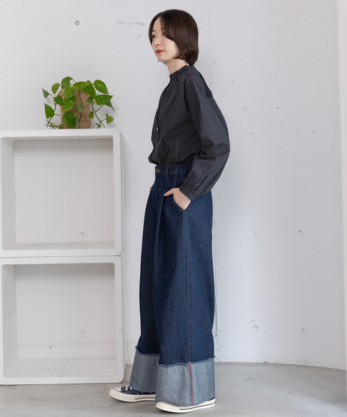 POU DOU DOU(プードゥドゥ)の「裾ロールアップデザインデニムパンツ(デニムパンツ・レディース・パープル系/インディゴブルー・M)」の5枚目の写真