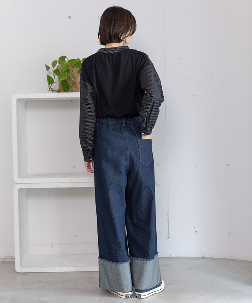 POU DOU DOU(プードゥドゥ)の「裾ロールアップデザインデニムパンツ(デニムパンツ・レディース・パープル系/インディゴブルー・M)」の6枚目の写真