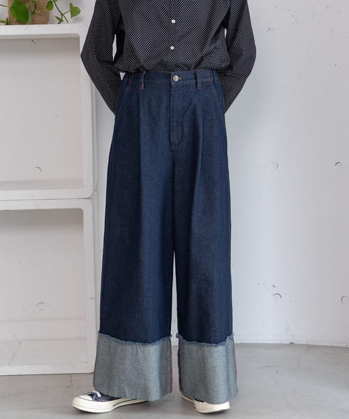 POU DOU DOU(プードゥドゥ)の「裾ロールアップデザインデニムパンツ(デニムパンツ・レディース・パープル系/インディゴブルー・M)」の7枚目の写真