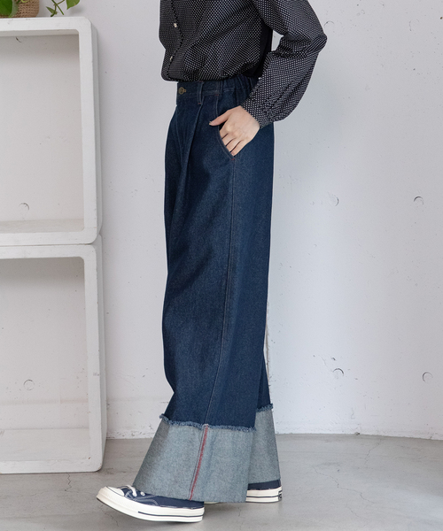 POU DOU DOU(プードゥドゥ)の「裾ロールアップデザインデニムパンツ(デニムパンツ・レディース・パープル系/インディゴブルー・M)」の9枚目の写真