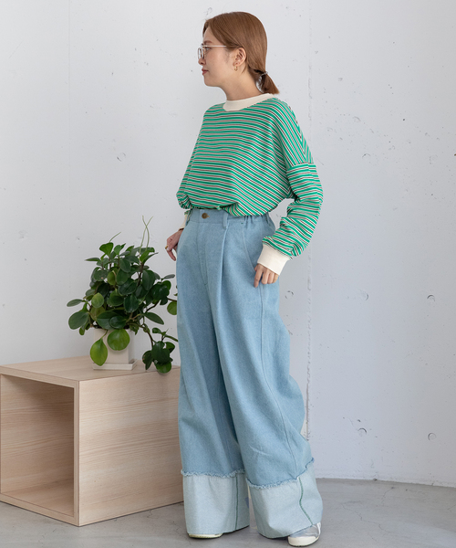 POU DOU DOU(プードゥドゥ)の「裾ロールアップデザインデニムパンツ(デニムパンツ・レディース・パープル系/インディゴブルー・M)」の16枚目の写真