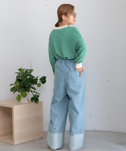 POU DOU DOU(プードゥドゥ)の「裾ロールアップデザインデニムパンツ(デニムパンツ・レディース・パープル系/インディゴブルー・M)」の17枚目の写真