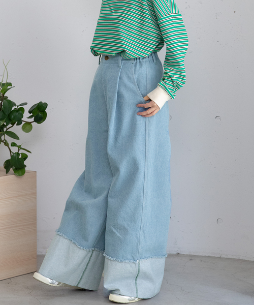 POU DOU DOU(プードゥドゥ)の「裾ロールアップデザインデニムパンツ(デニムパンツ・レディース・パープル系/インディゴブルー・M)」の19枚目の写真