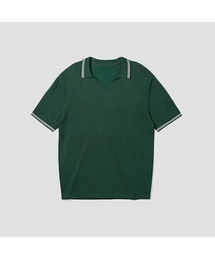 AGOD（エージーオーディー）の「V-neck collar short sleeve shirt knit [Kelly Green]（ニット/セーター・メンズ）」