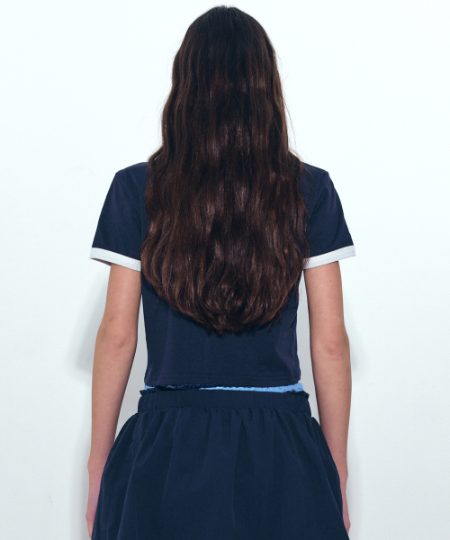 NICK&NICOLE（ニックアンドニコール）の「NICOLE PRINTING RINGER CROP TOP_NAVY WHITE（Tシャツ/カットソー・レディース・その他・FREE）」の3枚目の写真