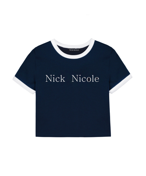 NICK&NICOLE（ニックアンドニコール）の「NICOLE PRINTING RINGER CROP TOP_NAVY WHITE（Tシャツ/カットソー・レディース・その他・FREE）」の4枚目の写真