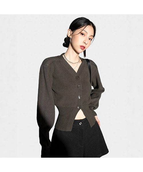 AVANDRESS(アバンドレス )の「Balloon Ribbed Cardigan CHARCOAL(カーディガン/ボレロ・レディース・その他・MEDIUM/SMALL)」の1枚目の写真