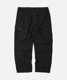 LINEN CARGO PARACHUTE PANTS _ BLACK