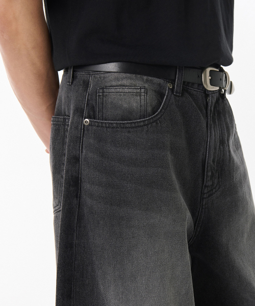 MUSINSA STANDARD（ムシンサスタンダード）の「ビッグブラシバルーンデニムパンツ[ブラック]（デニムパンツ・メンズ・その他・40/38/42/36/34/32/30/31/33/26/28/29/27）」の4枚目の写真