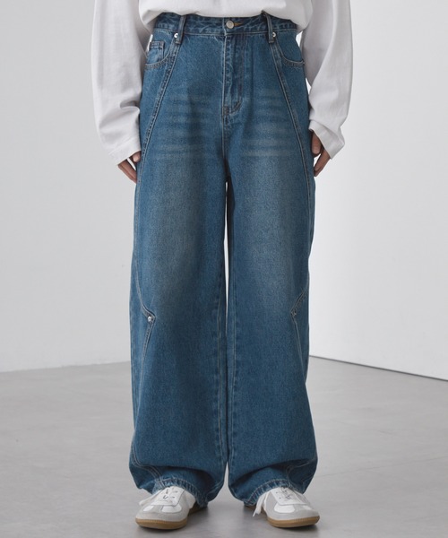 【SLICK/スリック】13oz Western Seams Baggy Denim Pants / 13オンスウエスタンシームバギーデニムパンツ/ テーパード