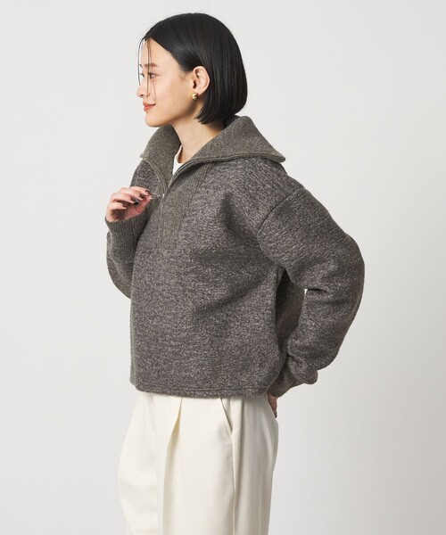 A DAY IN THE LIFE UNITED ARROWS(アデイインザライフユナイテッドアローズ)の「ブークレ ハーフジップ プルオーバー <A DAY IN THE LIFE>(スウェット・レディース・ダークグレー/オフホワイト・FREE)」の3枚目の写真