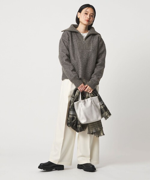 A DAY IN THE LIFE UNITED ARROWS(アデイインザライフユナイテッドアローズ)の「ブークレ ハーフジップ プルオーバー <A DAY IN THE LIFE>(スウェット・レディース・ダークグレー/オフホワイト・FREE)」の4枚目の写真