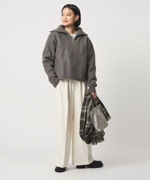 A DAY IN THE LIFE UNITED ARROWS(アデイインザライフユナイテッドアローズ)の「ブークレ ハーフジップ プルオーバー <A DAY IN THE LIFE>(スウェット・レディース・ダークグレー/オフホワイト・FREE)」の5枚目の写真